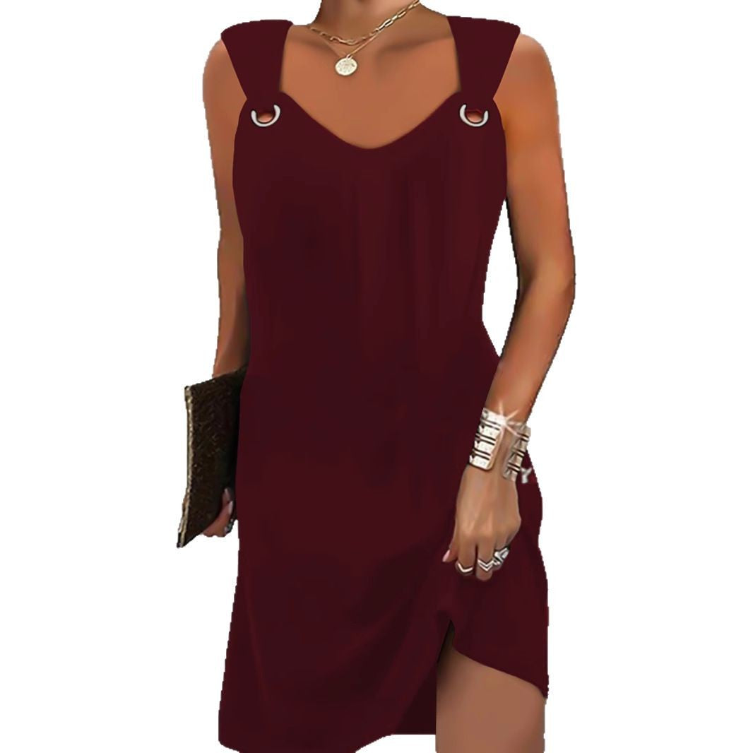 Damen minimalistisch gestaltetes Kleid mit schulterfreien Riemen und seitlichem Schlitz Echo Archiv