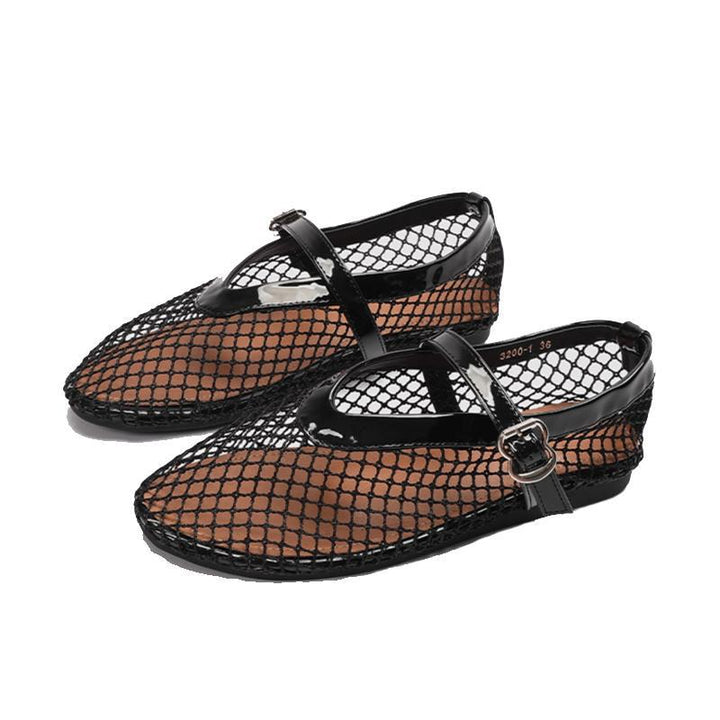 Damen Ballerinas mit elegantem Netzdesign und modischem Riemen Echoarchiv