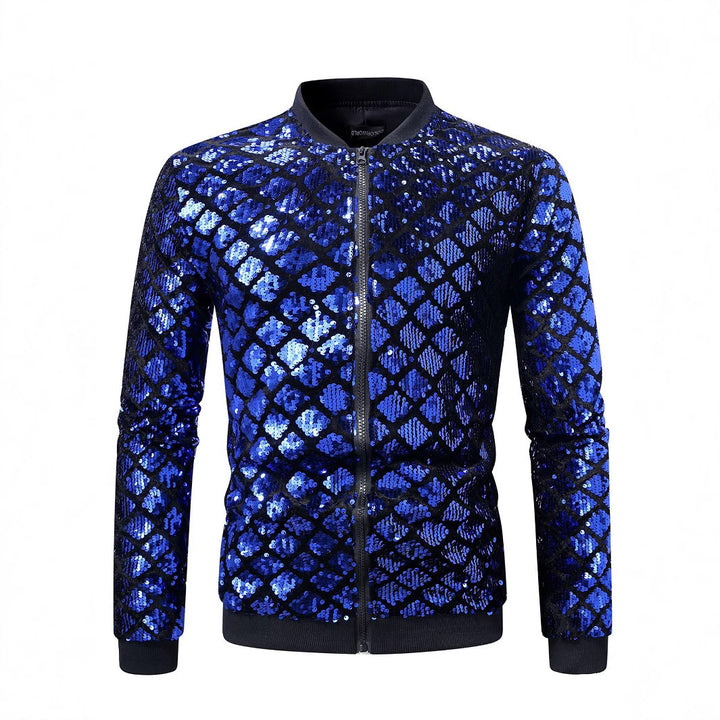 Herren glitzernde Bomberjacke mit edlem Strassdesign Echoarchiv