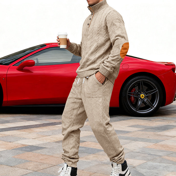 Herren Strick-Jogginganzug mit modischem Kragen und praktischen Taschen Echoarchiv