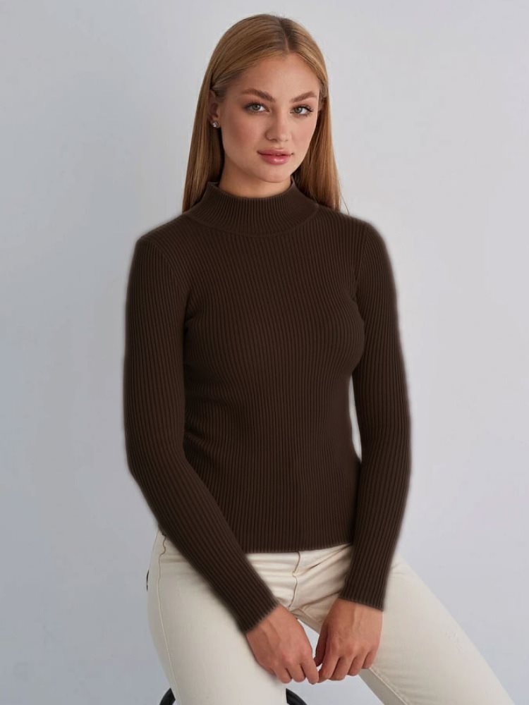 Damen Kurzgeschnittener Rippstrick‑Rollkragenpullover mit taillierter Passform Echo Archiv