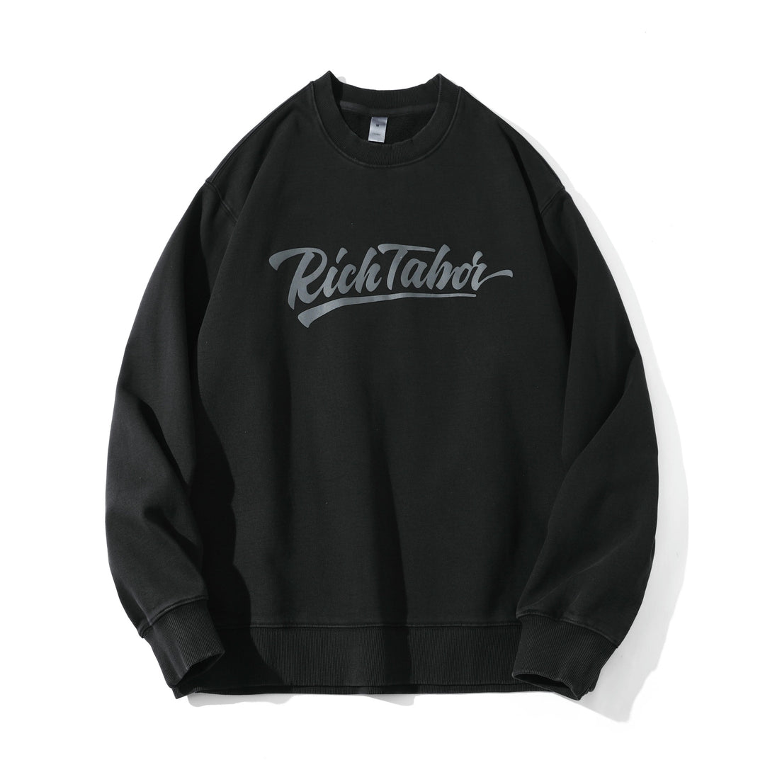 Unisex Locker geschnittener Baumwoll‑Fleece Pullover mit Script‑Logo Echoarchiv