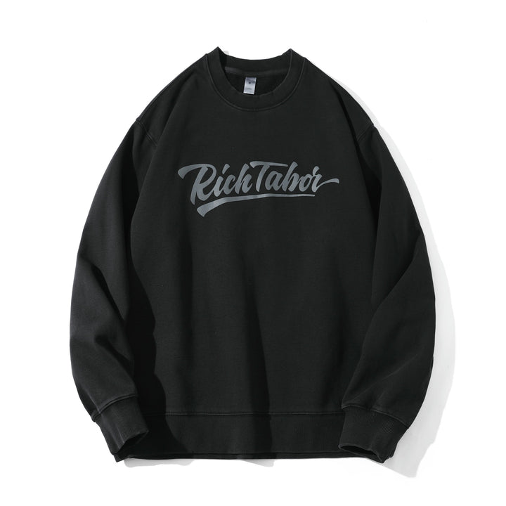 Unisex Locker geschnittener Baumwoll‑Fleece Pullover mit Script‑Logo Echoarchiv