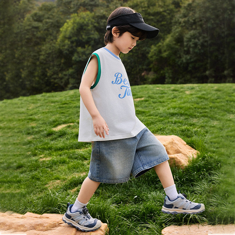 Jungen lässige Denim-Shorts mit kreativen Stickereien Echo Archiv