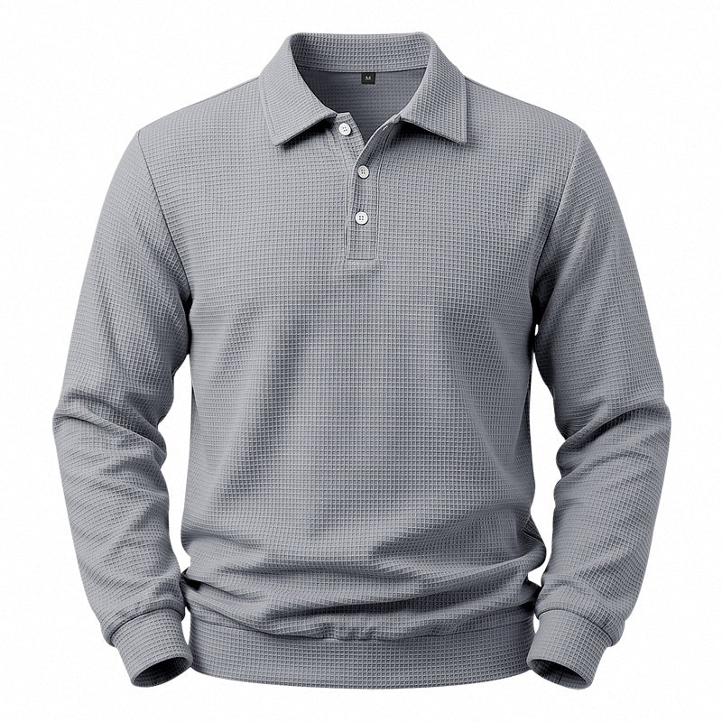 Herren Langarm-Poloshirt mit Waffelstruktur und Baumwollmix Echoarchiv