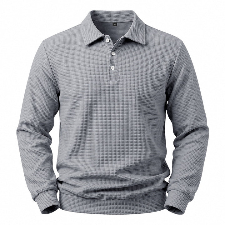 Herren Langarm-Poloshirt mit Waffelstruktur und Baumwollmix Echoarchiv
