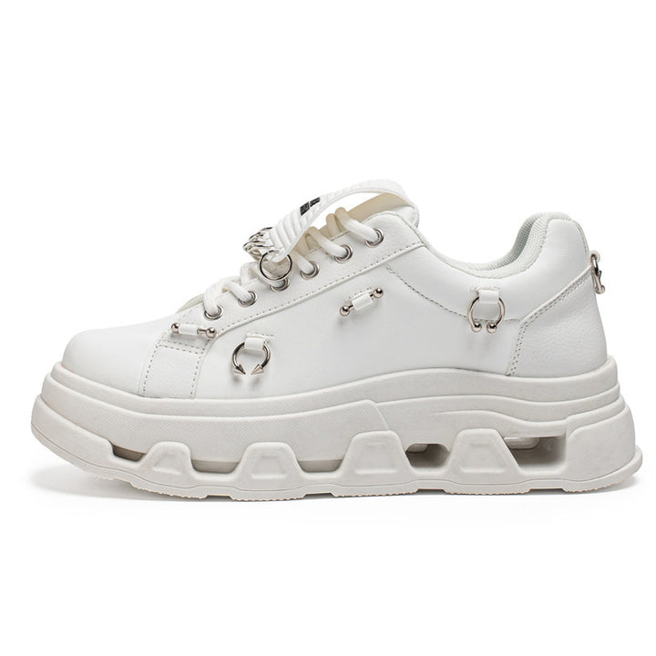 Unisex Plateau-Sneaker im Punk-Urban-Stil mit Metallringen und markanter Profilsohle – Norré