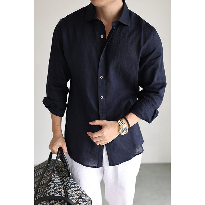 Herren Langarmhemd mit modernem, asymmetrischem Design und Farbblock-Details Echoarchiv