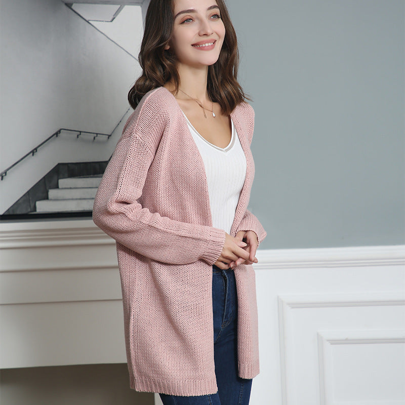 Damen Longline Strickcardigan ohne Verschluss mit offener Front und feiner Rippkante Echo Archiv