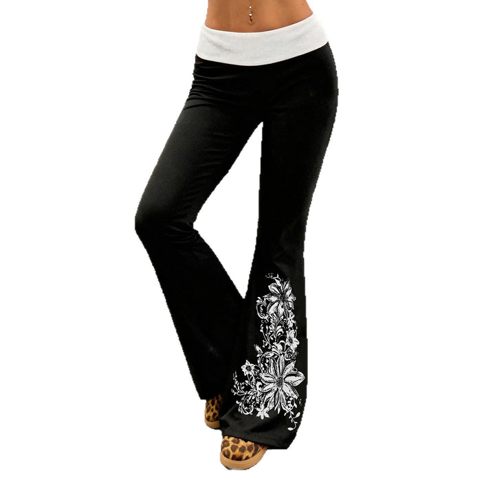 Damen Flared Yoga-Hose mit floralem Druck und hohem Bund Echo Archiv