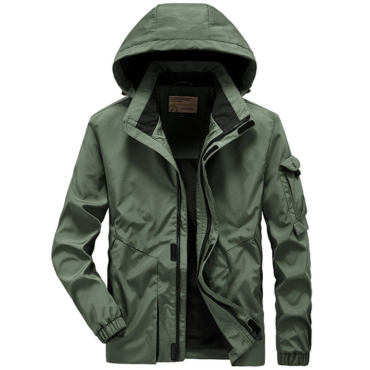 Herren Leichter Wasserabweisender Windbreaker mit Kapuze und Mehrfachtaschen – Taviero