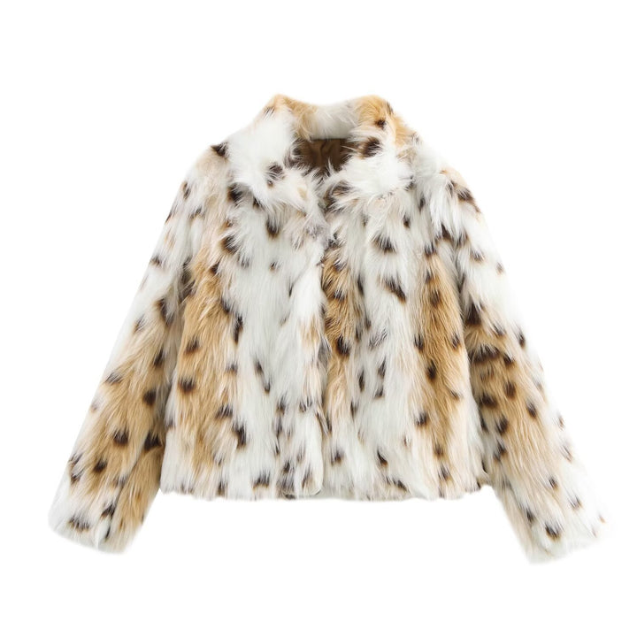 Damen Kurz geschnittener Faux-Fur-Mantel mit voluminösem Schalkragen und geradem Schnitt Echo Archiv