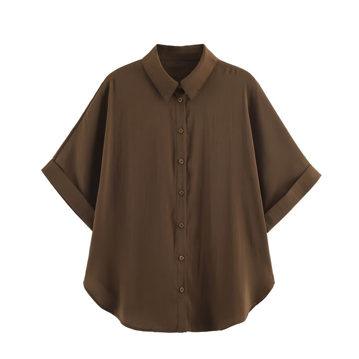 Damen Lockeres zweiteiliges Set mit Oversize-Hemd und Elastik-Shorts Echo Archiv
