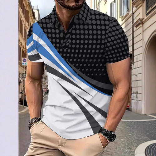 Herren Sportliches Poloshirt mit dynamischem Grafikdesign Echoarchiv