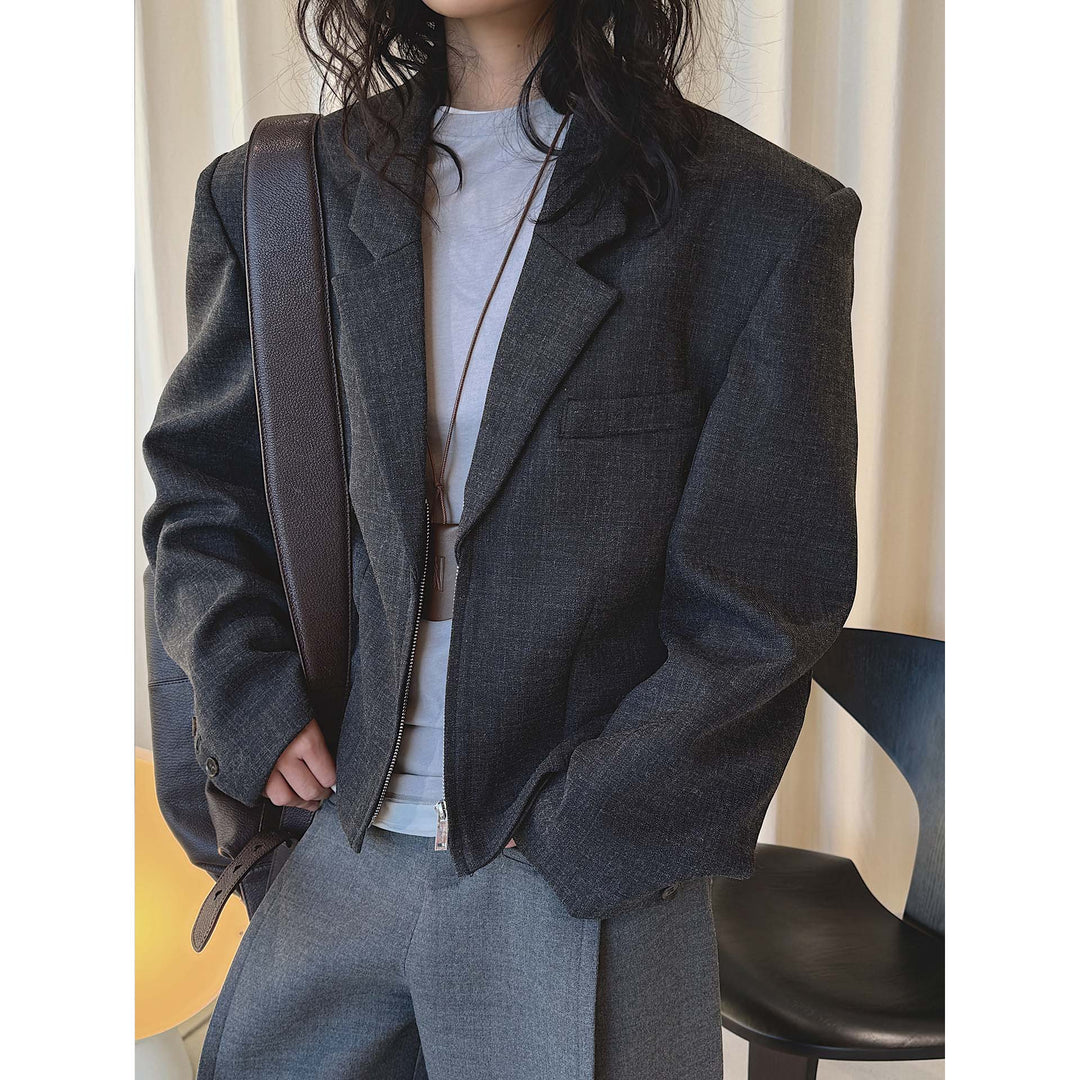 Damen Oversize Wollblend-Blazer mit markanter Schulterpartie Echoarchiv
