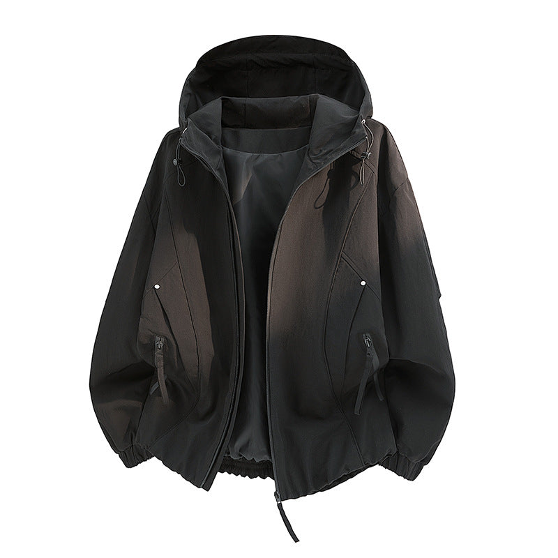 Damen leichte Übergangsjacke mit Kapuze im Oversized-Schnitt mit elastischem Saum und verdeckten Reißverschlusstaschen – Célinea