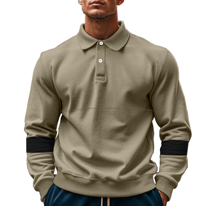 Herren Poloshirt mit langem Arm und kontrastierenden Ärmelstreifen Echoarchiv