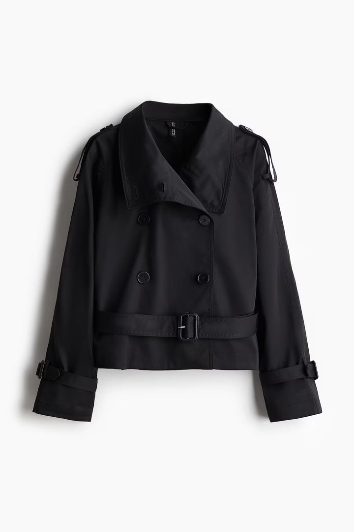 Damen modische Trenchjacke mit Gürtel und doppelter Knopfaiusschnitt Echoarchiv
