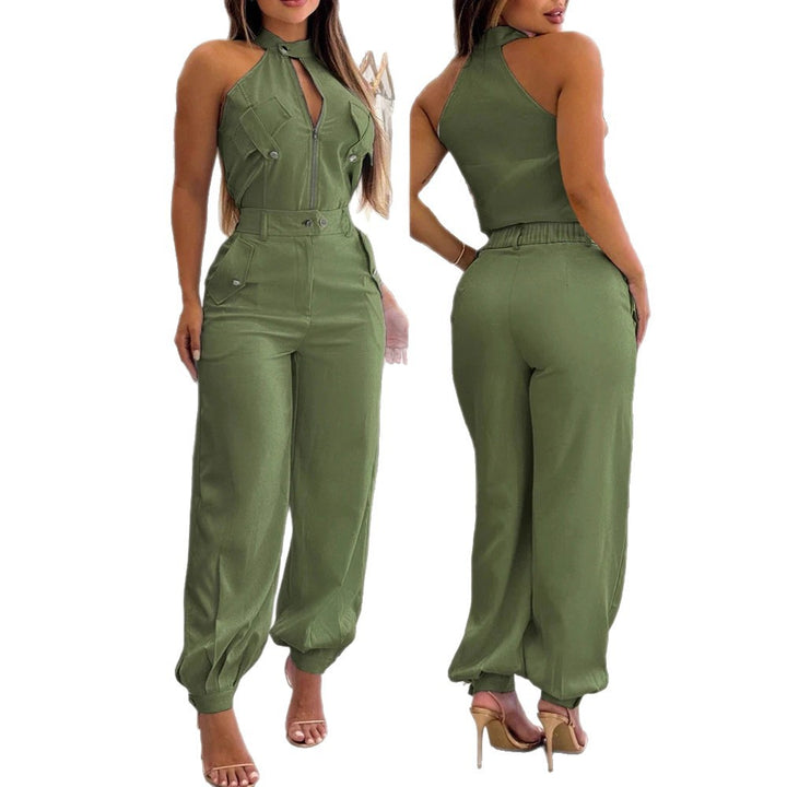 Damen modischer einteiliger Overall mit hohem Kragen und praktischen Taschen Echo Archiv