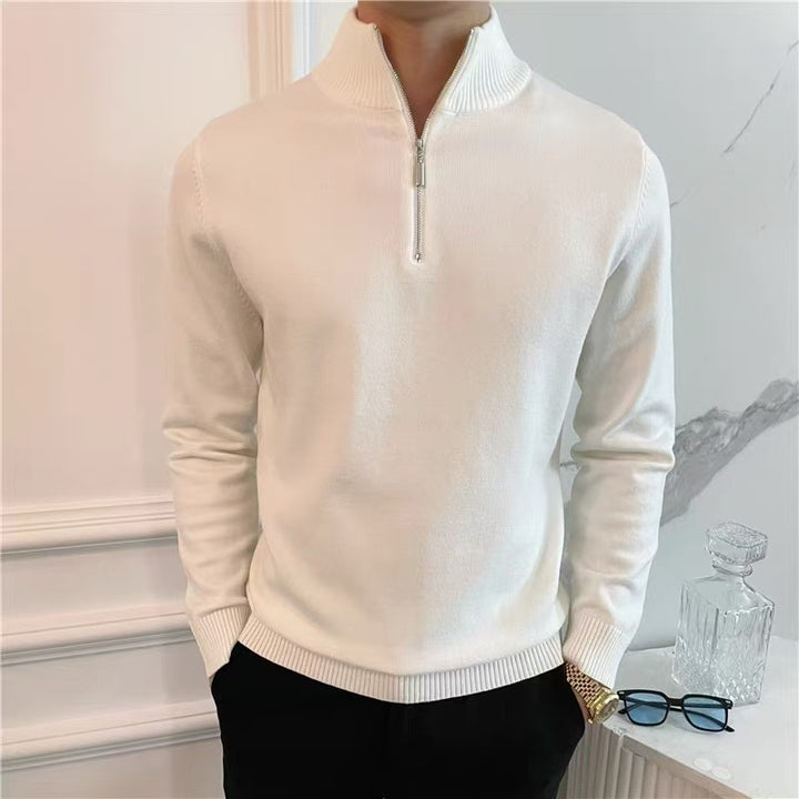 Herren Eleganter Pullover mit Stehkragen und Reißverschluss Echoarchiv