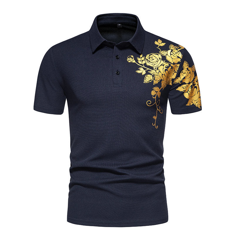Herren Polohemd mit floraler Applikation Echoarchiv