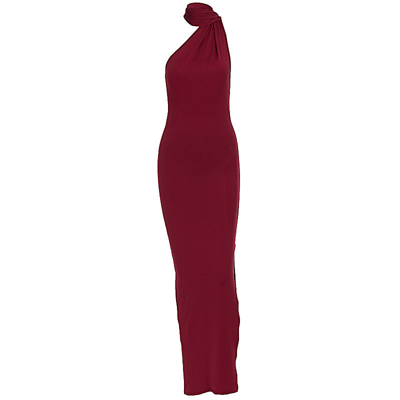 Damen Elegantes Maxikleid mit innovativem Wickeldesign und asymmetrischem Halterhals Echo Archiv