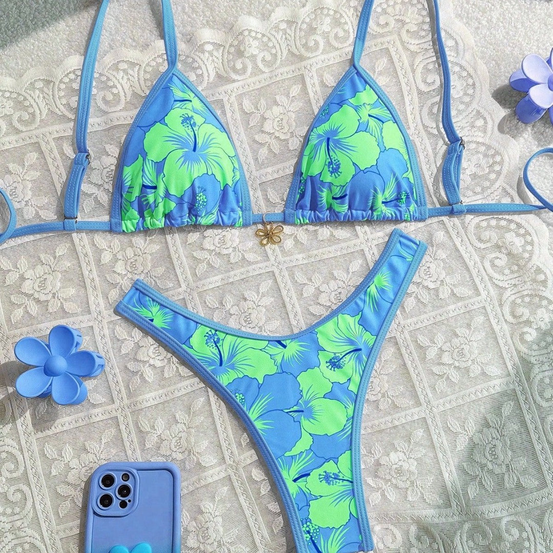 Damen Triangel-Bikini mit floralem Design und verstellbaren Trägern Echo Archiv