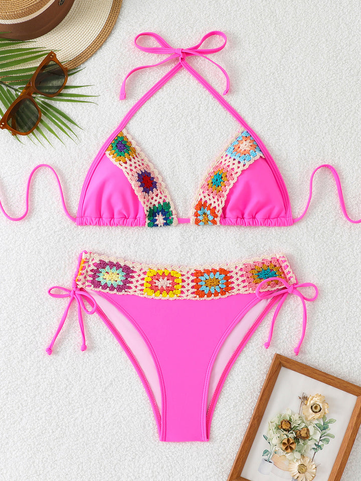 Damen Bikini-Set mit handgearbeiteten Häkelakzenten und verdeckter Bündchenverstellung Echo Archiv