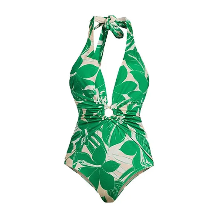Damen Einteiler Badeanzug mit floralem Design und raffinierter Taillierung Echo Archiv