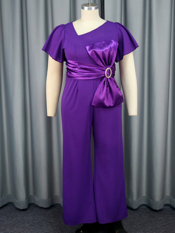 Damen Eleganter Jumpsuit mit asymmetrischem Design und eleganter Schleifenapplikation Echo Archiv