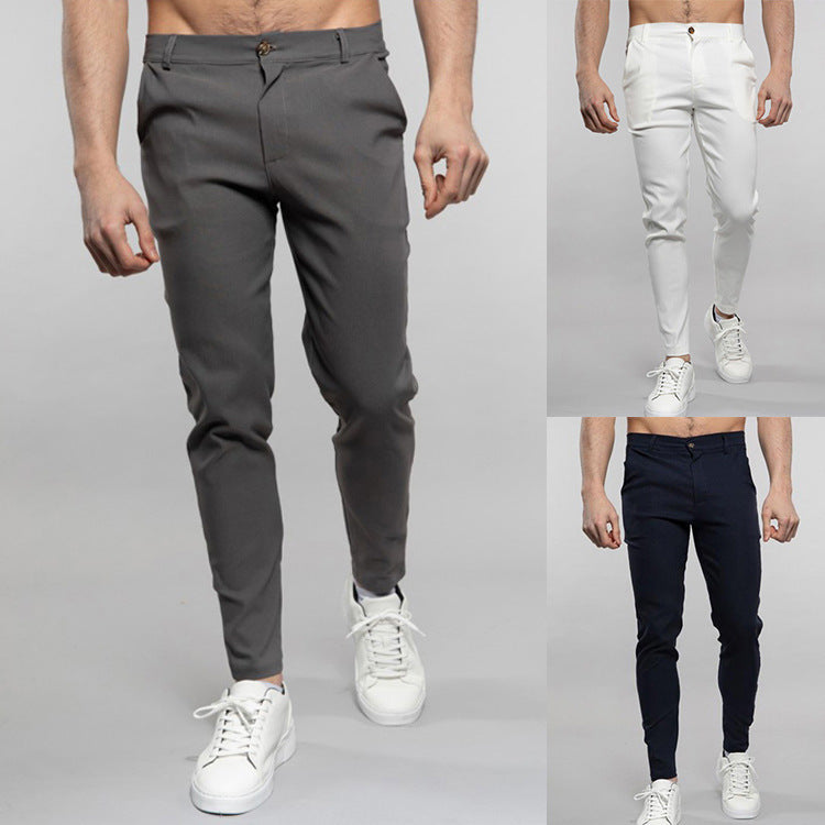 Herren Slim-Fit Anzughose mit elastischem Bund und modernen Falten Echoarchiv