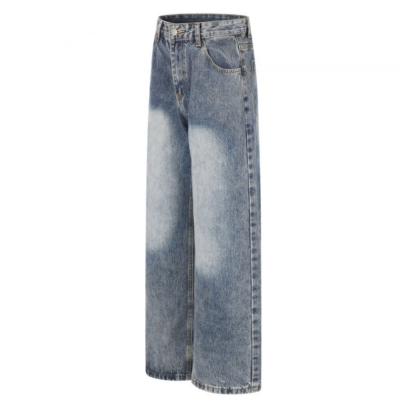 Damen Highwaist Weite-Jeans im Wide‑Leg-Schnitt mit Used‑Effekt und heller Kniebleiche Echo Archiv