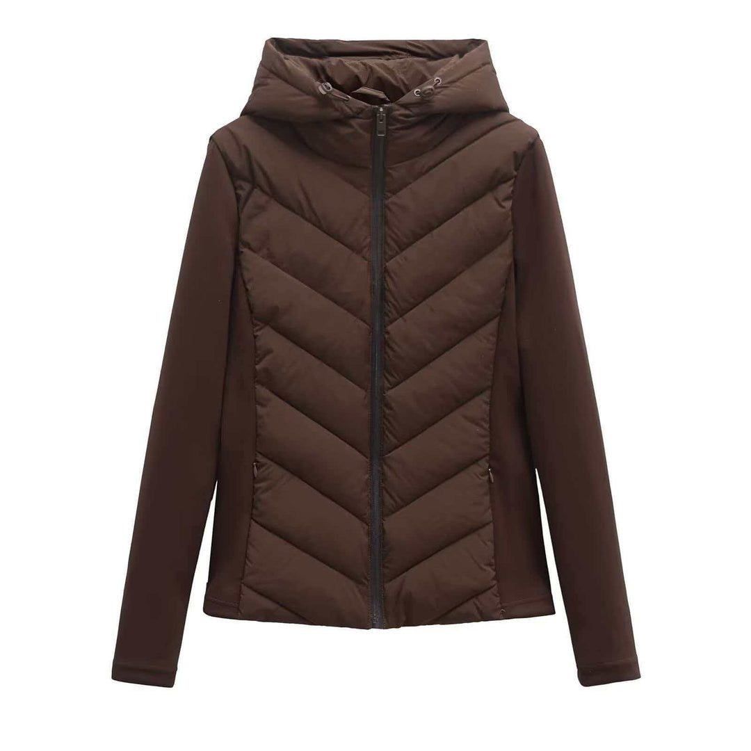 Damen nan gesteppte Kapuzenjacke mit Chevron‑Stepp, Einsätzen aus Softshell und verdecktem Reißverschluss Echo Archiv
