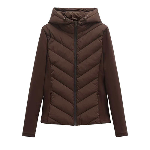 Damen nan gesteppte Kapuzenjacke mit Chevron‑Stepp, Einsätzen aus Softshell und verdecktem Reißverschluss Echo Archiv