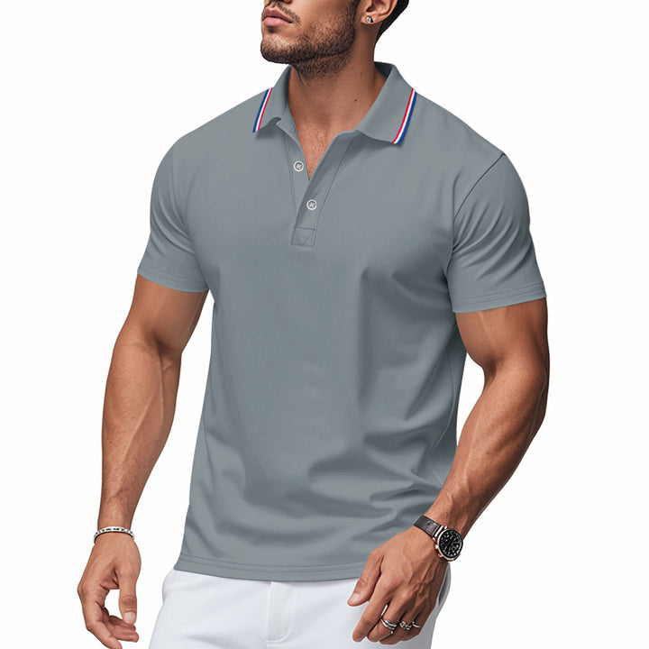 Herren Poloshirt mit kontrastierenden Streifen und modernem Kragen Echoarchiv