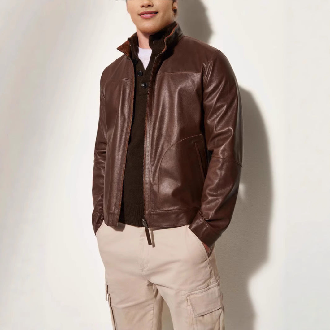 Herren Lederjacke mit strukturiertem Design Echoarchiv