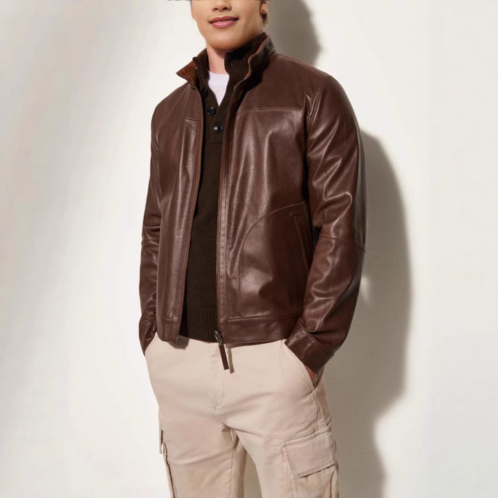 Herren Lederjacke mit strukturiertem Design Echoarchiv
