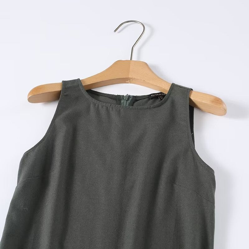Damen ärmelloses Maxikleid mit elegantem Schnitt aus fließendem Stoff Echo Archiv