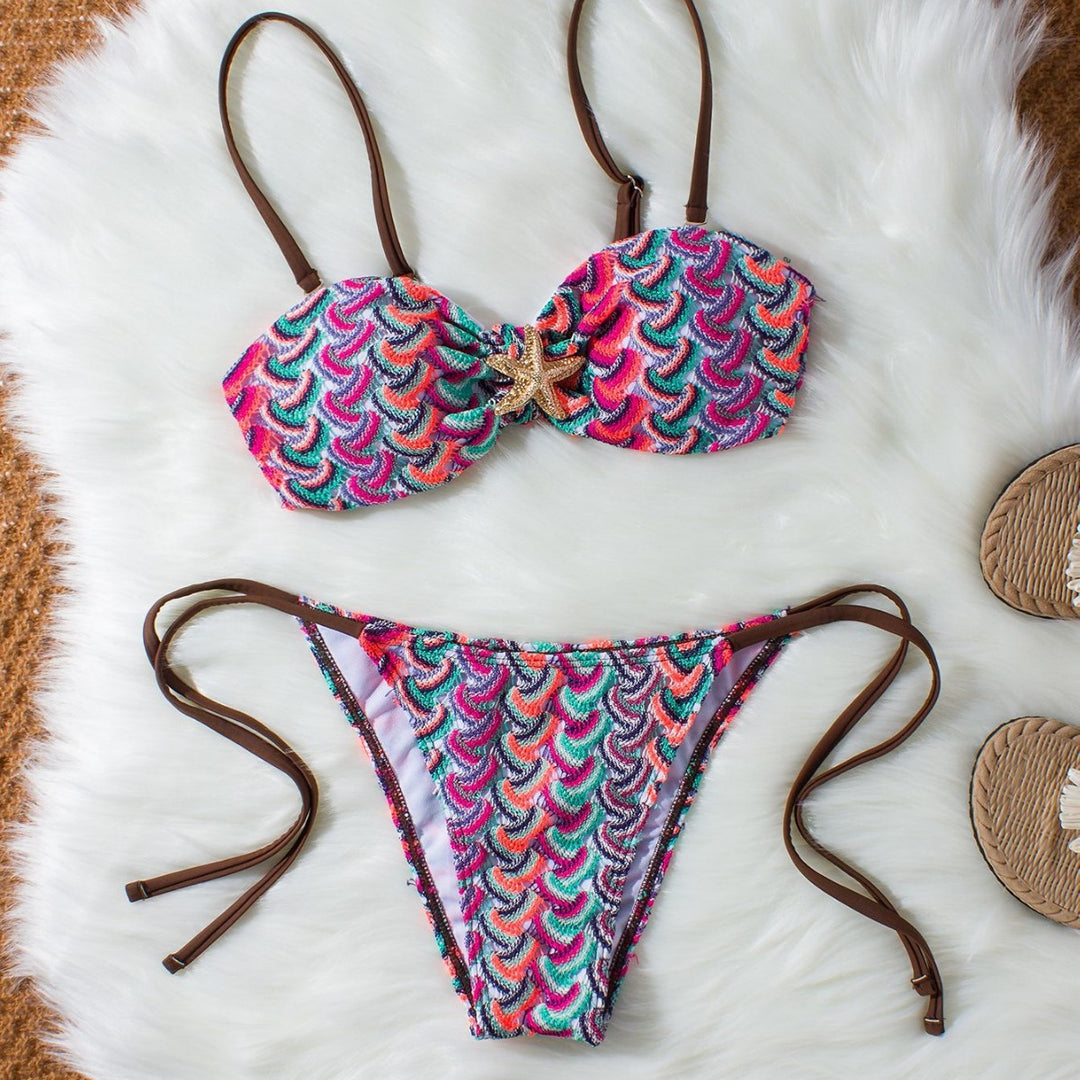 Damen Bandeau-Bikini mit glamourösem Muschelmuster Echo Archiv