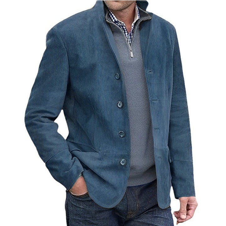 Herren Sakkojacke aus Wildlederoptik mit Stehkragen – Tianoro