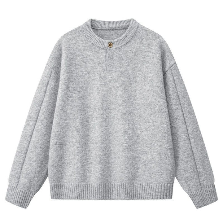 Damen Oversize Feinstrickpullover mit Halbknopfleiste, überschnittener Schulter & geripptem Saum Echoarchiv