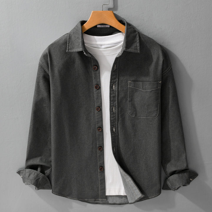 Herren Denim-Overshirt mit aufgesetzter Brusttasche und Kontrastnähten Echoarchiv