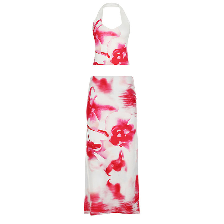 Damen Maxirock mit floralen Mustern und seitlichem Schlitz Echo Archiv
