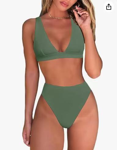Damen Hochtailliertes Bikini Set mit V-Ausschnitt Echo Archiv