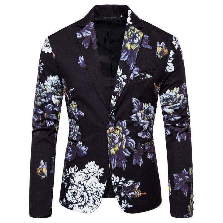 Herren eleganter Blazer mit floralen Mustern und strukturiertem Design Echoarchiv