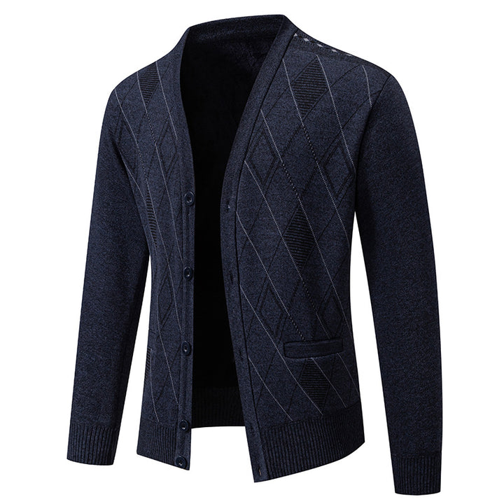 Herren stylische Strickjacke mit V-Ausschnitt und strukturiertem Muster Echoarchiv