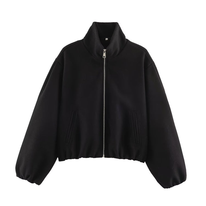 Damen Oversized Kurzblouson mit Stehkragen, Reißverschluss und elastischem Saum Echo Archiv