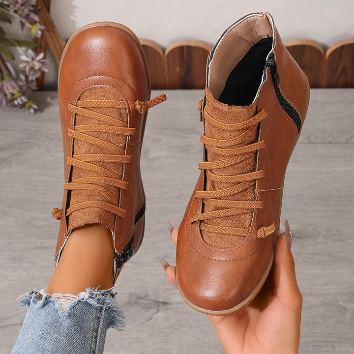 Damen nan sportliche knöchelhohe Schnürstiefelette mit seitlichem Reißverschluss und flexibler Gummisohle Echo Archiv