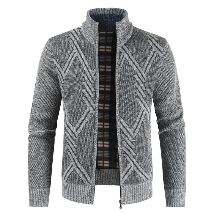 Herren Strickjacke mit hoch geschlossenem Kragen und strukturiertem Design Echoarchiv