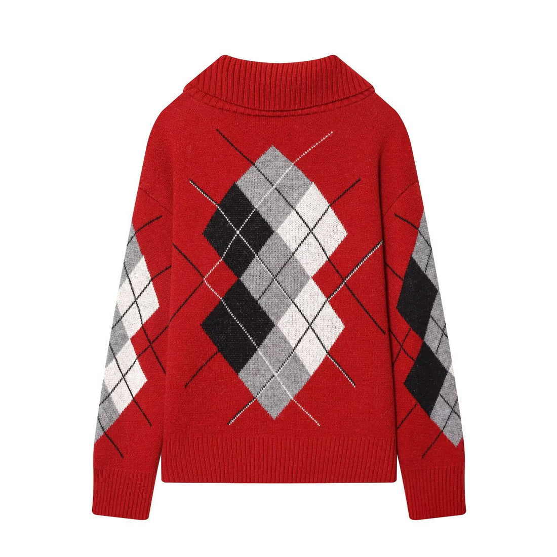 Damen Oversized Strickpullover mit Rautenmuster und Rollkragen Echoarchiv